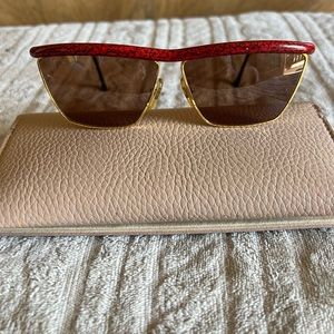 Vintage Gianfranco Ferre Sunglasses RED w/ Gold Trim GFF 32/S 619 ALUTANIUM